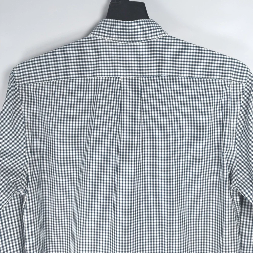 J.Crew Secret Wash Shirt Mens Medium Slim Black Check Organic Cotton Long Sleeve